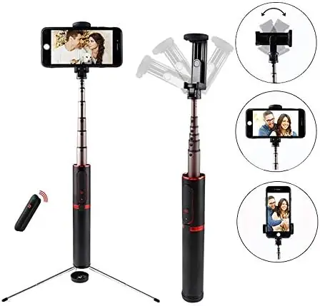 JHWSX Selfie Stick Mini Tripod 3 in 1 Monopod Selfie Stick Remote Shutter for Smartphone - Image 2