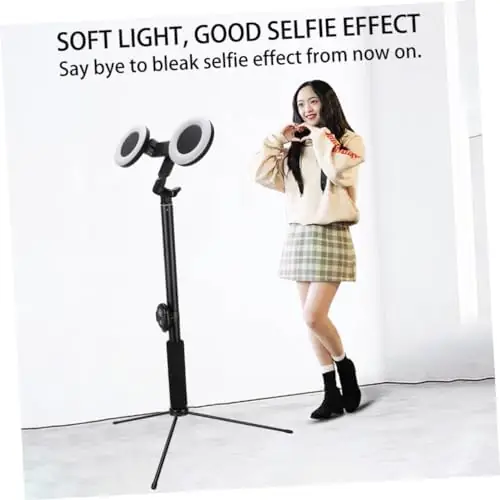 Abaodam 3 pcs Cellphone Selfie lamp Fill Light Mobile Phone Selfie lamp Mobile Phone LED Ring lamp Selfie Light Tripod Cellphone Tripod Selfie Stick Tripod Bracket Fall to The Ground - Image 4