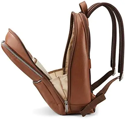 Samsonite Classic Leather Slim Backpack, Cognac, One Size - Image 6