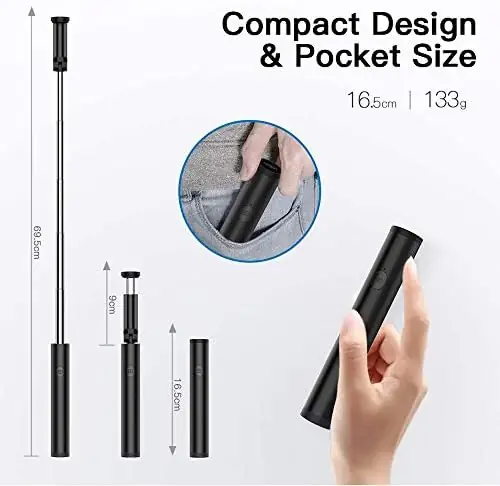 JHWSX Selfie Stick Tripod, Extendable Selfie Stick with Remote, Compatible with Phone - Image 2