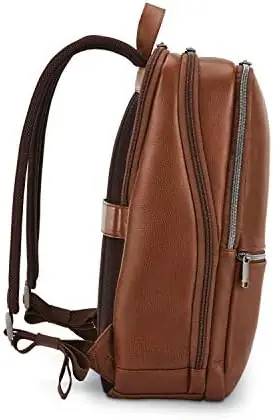Samsonite Classic Leather Slim Backpack, Cognac, One Size - Image 3