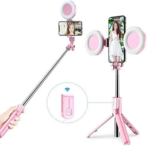 n/a 4 in 1 Wireless Bluetooth Selfie Stick LED Ring Light Extendable Handheld Monopod Live Tripod for Smartphone - Image 6