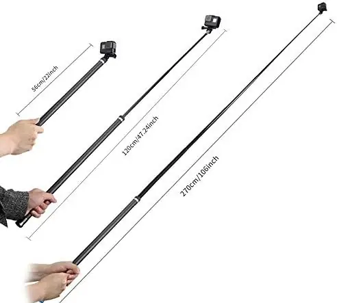 JHWSX Aluminum Alloy Extendable Handheld Selfie Stick Telescoping Pole for Smartphone Action - Image 3