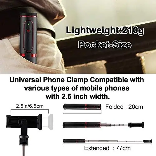 JHWSX Selfie Stick Mini Tripod 3 in 1 Monopod Selfie Stick Remote Shutter for Smartphone - Image 3