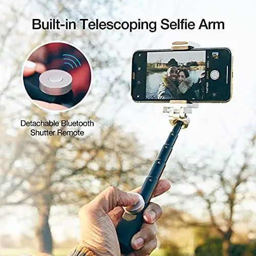 Just Mobile ShutterGrip 2 Secure Camera Handle Holder Removable Bluetooth Remote Clicker/Remote, FaceTime Zoom Stand, Selfie Stick/Tripod for iPhone Android Silver+ Pink (2 PCS Pack) - Image 5