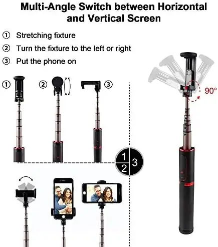 JHWSX Selfie Stick Mini Tripod 3 in 1 Monopod Selfie Stick Remote Shutter for Smartphone - Image 4