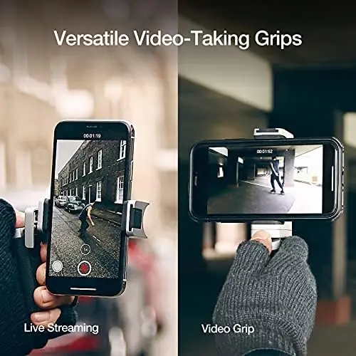 Just Mobile ShutterGrip 2 Secure Camera Handle Holder Removable Bluetooth Remote Clicker/Remote, FaceTime Zoom Stand, Selfie Stick/Tripod for iPhone Android Silver+ Pink (2 PCS Pack) - Image 4