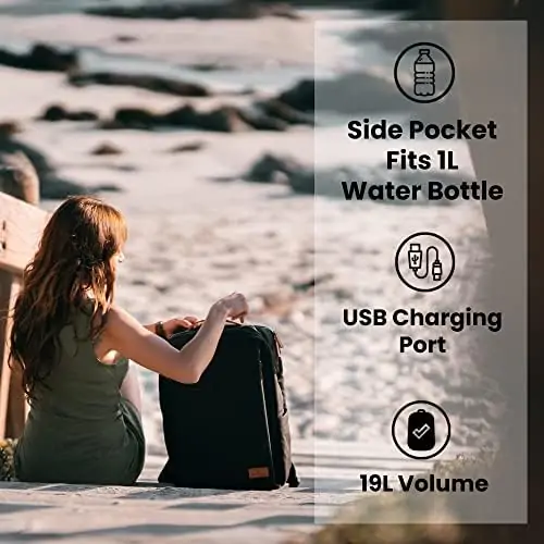 Nordace Siena Smart Backpack with USB Charging - 15.6 Inch Laptop Backpack, 19L Daily Backpack for Travel, Everyday, or Work (Black) - Image 7